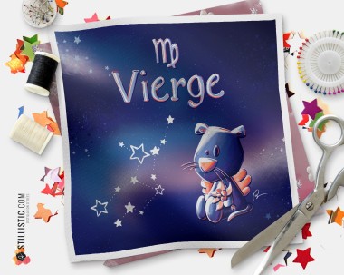 Coupon tissu illustré Astrologie Vierge coton ou minky