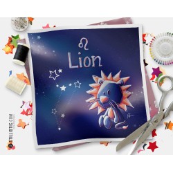 Coupon tissu illustré Astrologie Lion coton ou minky