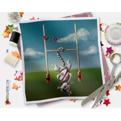 Coupon tissu illustré Rugby Maki-catta Toulouse coton ou minky