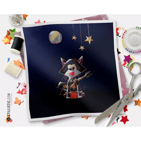 Coupon tissu illustré Louve coton ou minky