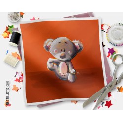 Coupon tissu illustré Koala coton ou minky