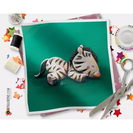 Coupon tissu illustré Zèbre coton ou minky