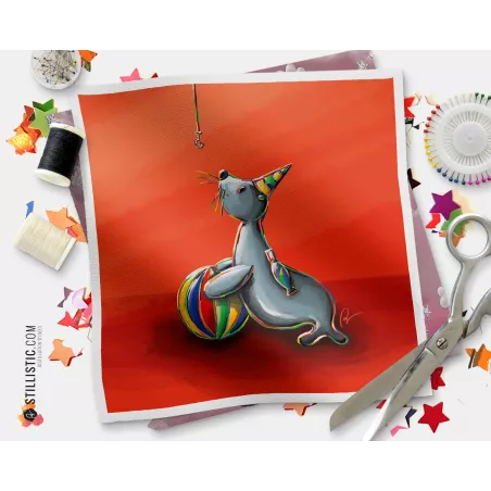 Coupon tissu illustré Otarie coton ou minky