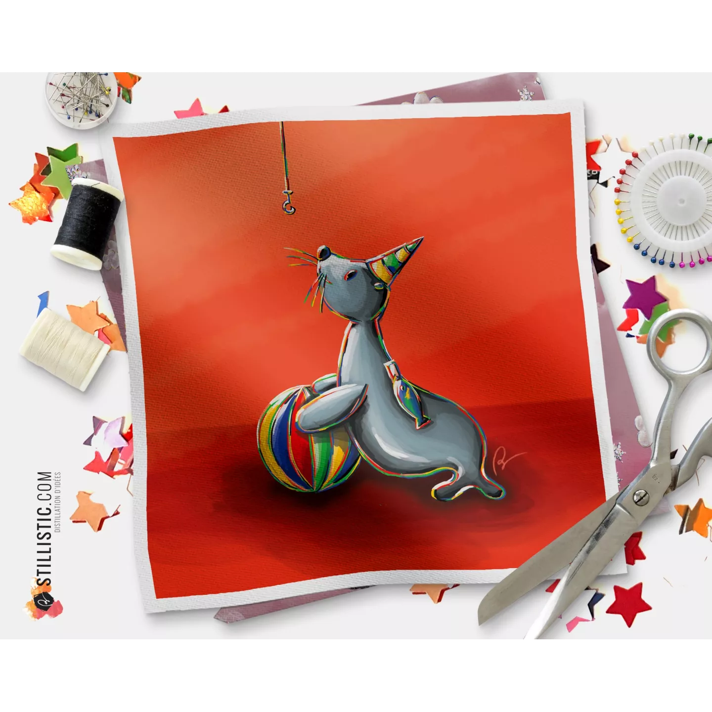 Coupon tissu illustré Otarie coton ou minky