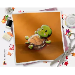 Coupon tissu illustré Tortue coton ou minky
