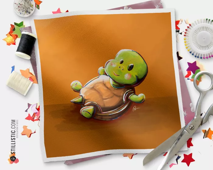 Coupon tissu illustré Tortue coton ou minky