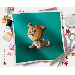 Coupon tissu illustré Guépard coton ou minky