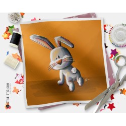 Coupon tissu illustré Lapin coton ou minky