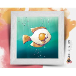 Cadre carré avec Illustration Poisson œuf 25x25cm