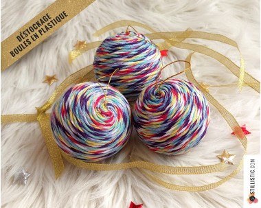 Déstockage Boule de Noël plastique Coton multicolore incassable