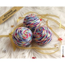 Déstockage Boule de Noël plastique Coton multicolore incassable