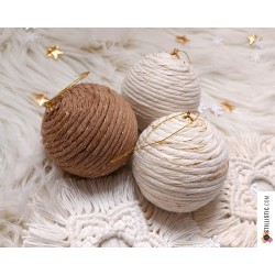 Boule de Noël Coton écru et or incassable éco-responsable