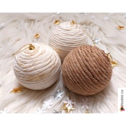 Boule de Noël Coton écru et or incassable éco-responsable