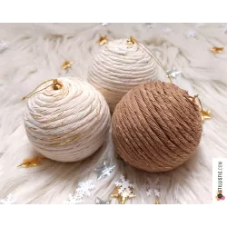 Boule de Noël Coton écru et or incassable éco-responsable