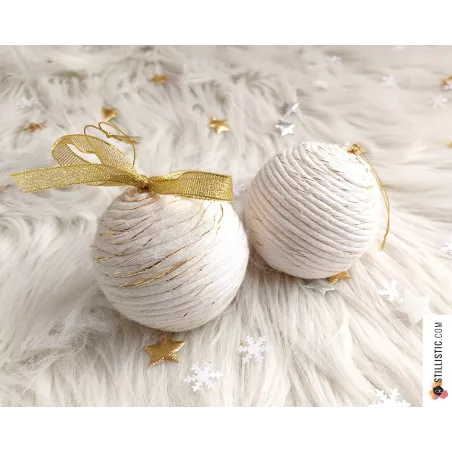 Boule de Noël Coton écru et or incassable éco-responsable