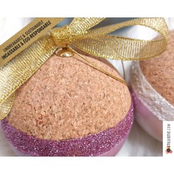 Boule de Noël Liège et Paillettes incassable éco-responsable