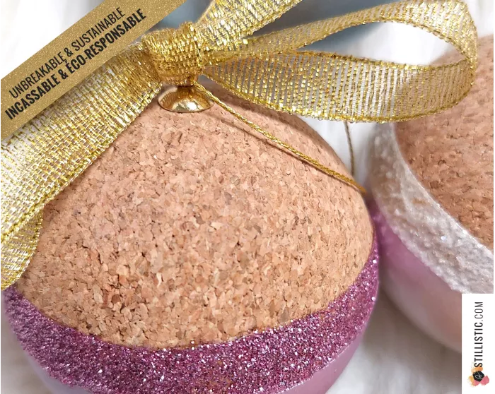 Boule de Noël Liège et Paillettes incassable éco-responsable