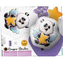 Coupon tissu Sans substances nocives à découper et coudre pour fabrication coussin animal (ou bouillotte sèche) + hochet panda