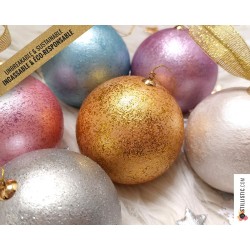 Boule de Noël Paillettes incassable éco-responsable