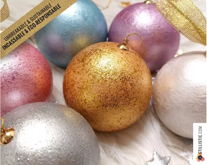 Boule de Noël Paillettes incassable éco-responsable