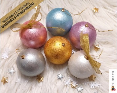 Boule de Noël Paillettes incassable éco-responsable