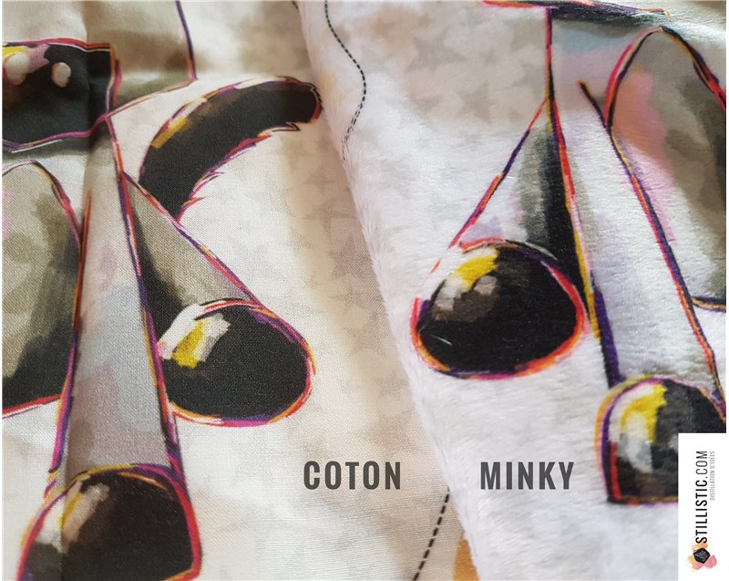 Coupon tissu Sans substances nocives à découper et coudre pour fabrication coussin animal (ou bouillotte sèche) + hochet panda