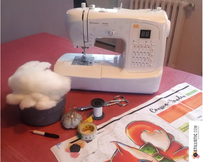 Coupon tissu Sans substances nocives à découper et coudre pour fabrication coussin animal (ou bouillotte sèche) + hochet panda