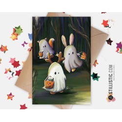 Carte de voeux Illustration Fantômes halloween