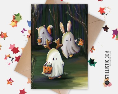 Carte de voeux Illustration Fantômes halloween