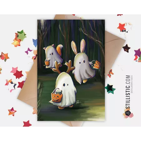 Carte de voeux Illustration Fantômes halloween