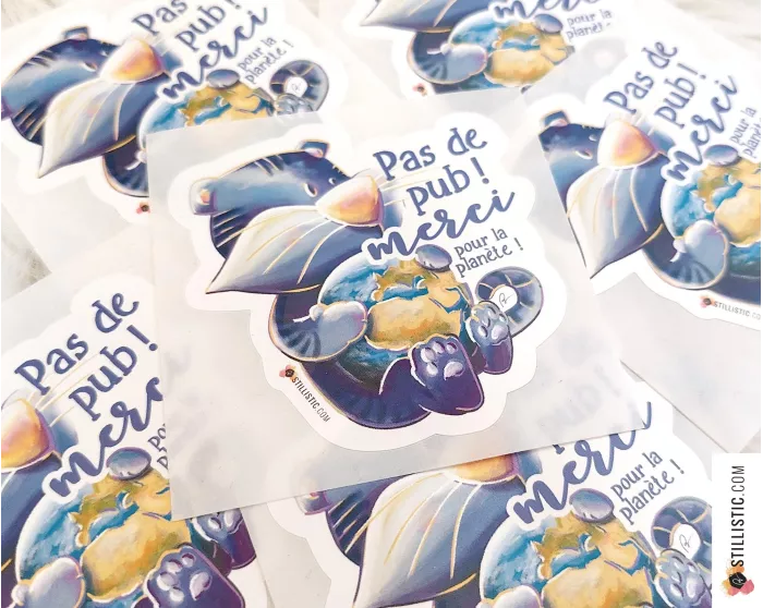 Autocollant stop pub Tigre et Planète