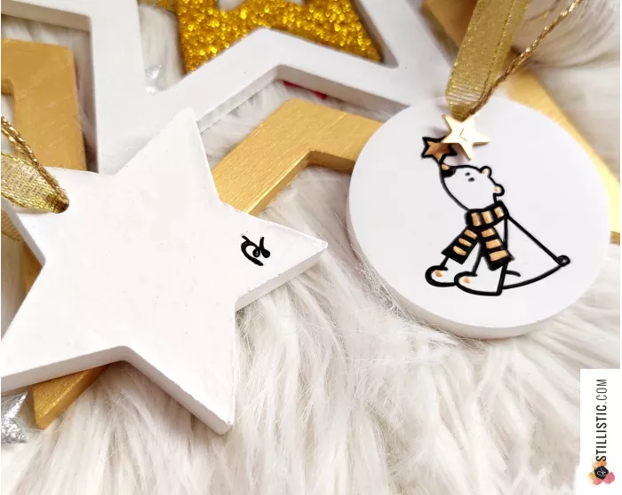 Médaillon animaux de noël en céramique