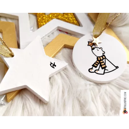 Médaillon animaux de noël en céramique