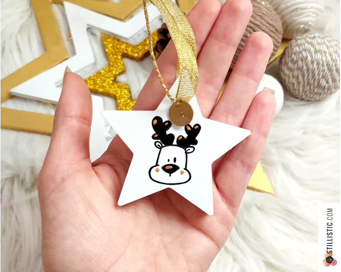 Médaillon animaux de noël en céramique