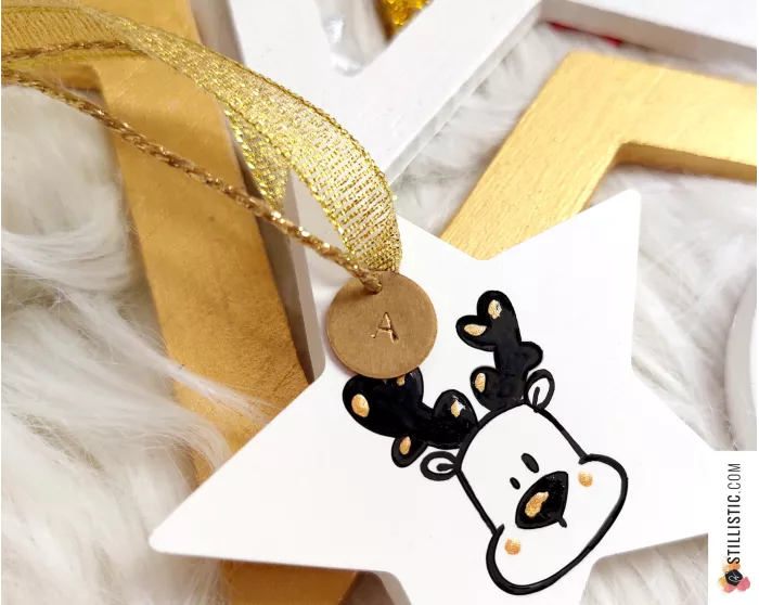 Médaillon animaux de noël en céramique