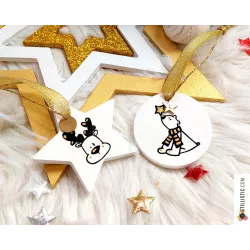 Médaillon animaux de noël en céramique