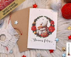 Carte de voeux Noël ensemencée Illustration Animal