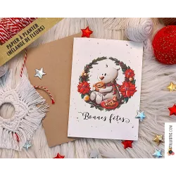 Carte de voeux Noël ensemencée Illustration Animal
