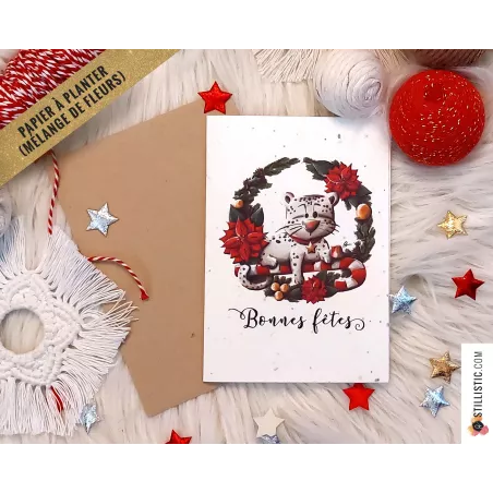 Carte de voeux Noël ensemencée Illustration Animal