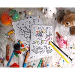 Carte fête des grands-pères à imprimer et colorier pour enfants avec illustrations animaux