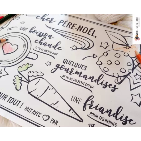 Set de table du Père Noël à imprimer et colorier