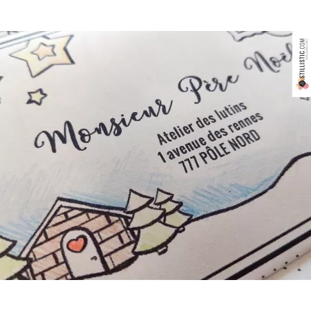 Lettre au Père Noël + enveloppe à imprimer et colorier