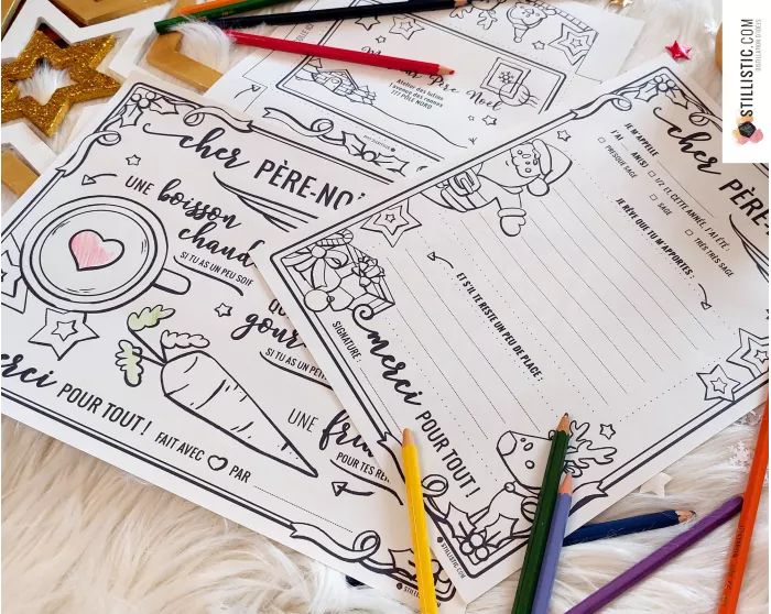 Lettre au Père Noël + enveloppe à imprimer et colorier