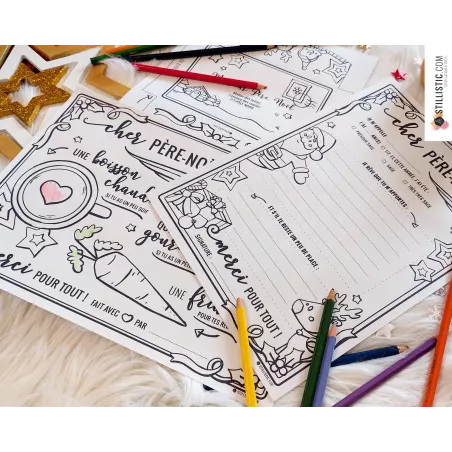 Lettre au Père Noël + enveloppe à imprimer et colorier