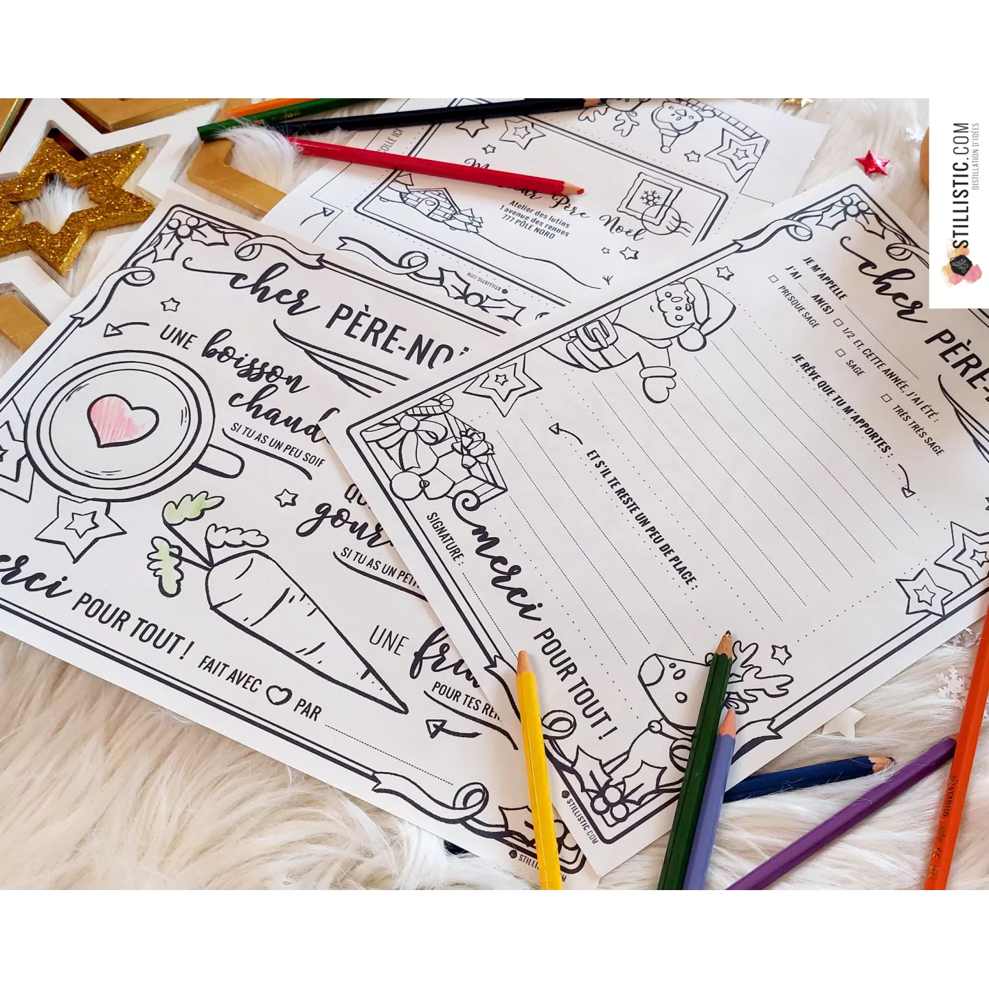 Lettre au Père Noël + enveloppe à imprimer et colorier