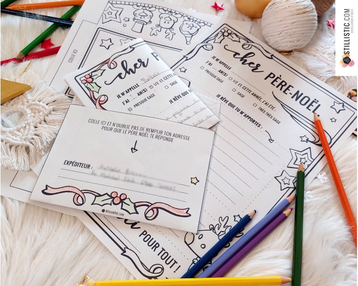 Lettre au Père Noël + enveloppe à imprimer et colorier