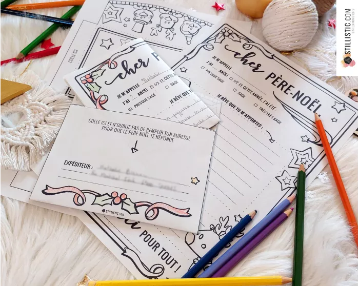 Lettre au Père Noël + enveloppe à imprimer et colorier