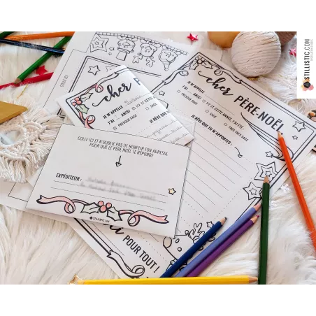 Lettre au Père Noël + enveloppe à imprimer et colorier