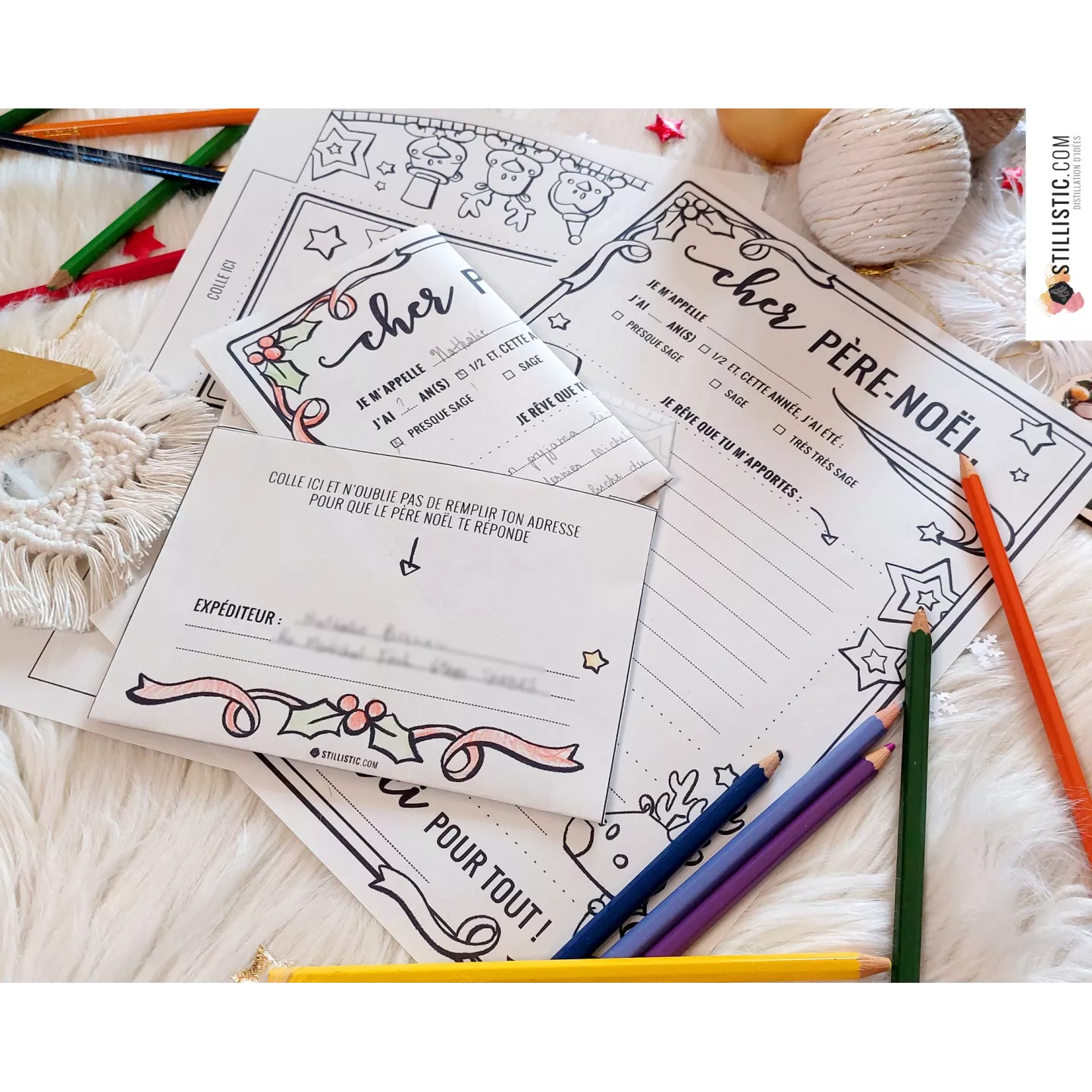 Lettre au Père Noël + enveloppe à imprimer et colorier