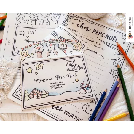 Lettre au Père Noël + enveloppe à imprimer et colorier